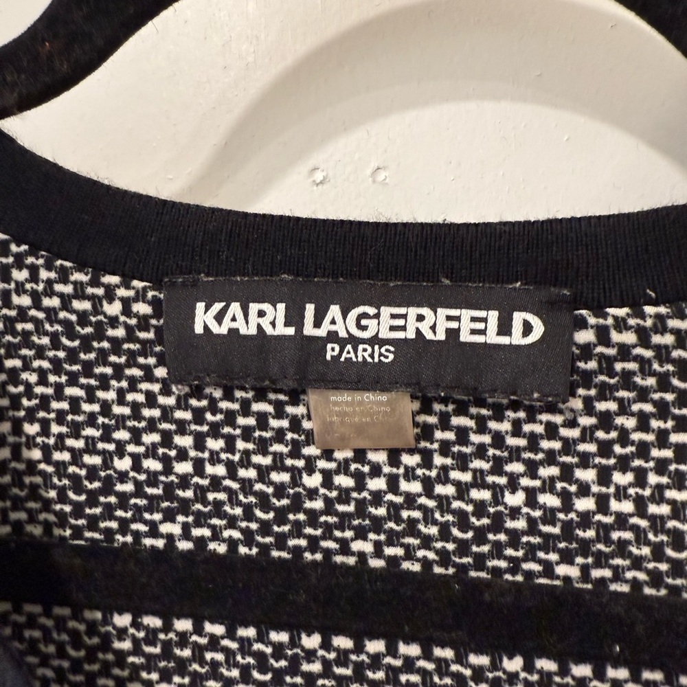 Karl Lagerfeld Black and White Sweater with Pearl Buttons